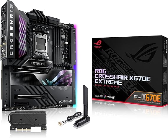 ASUS ROG Crosshair X670E Extreme(WiFi 6E) Socket AM5(LGA 1718) Ryzen 7000 EATX Gaming Motherboard(20+2 Power Stages, PCIe 5.0, DDR5, 5xM.2 Slots,USB 3.2 Gen 2x2 Front-Panel,USB4TM Ports,Anime Matrix)
