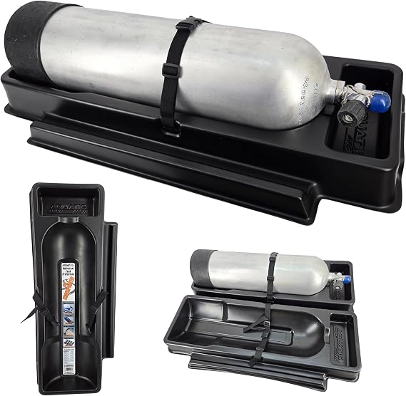 Universal Scuba Tank Transporter - Tank Valve Protection, Non-Slip Pad, Quick Release Strap, Easy Loading/Unloading, Lock Multiple Tanks Together. Safe and Simple for Cars, Trucks, SUV's