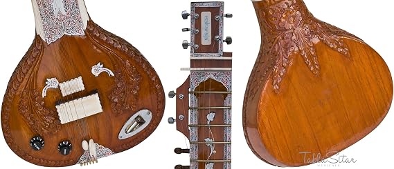 #1 Sitar - Maharaja Musicals Electric Sitar, Studio Edition, Great Acoustics, Volume and Tone Controls With Pick Up, Indian Musical Instrument, Seetar (PDI-AAH)