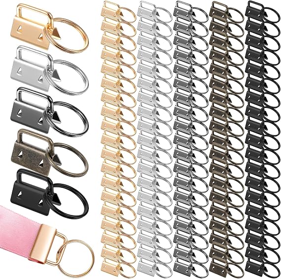 100 PCS Key Fob Hardware, 1 Inch Keychain Hardware with Ring Bulk | Keyfob Hardwares Set Keys Chain Making Supplies for Keychain Wristlet, Lanyard, Crafts DIY Supplies for Gift(5 Colors)