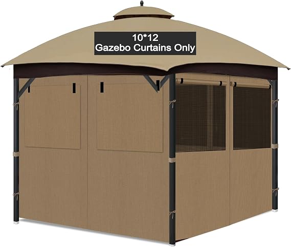Gazebo Privacy Curtains (Khaki, 10'x12')