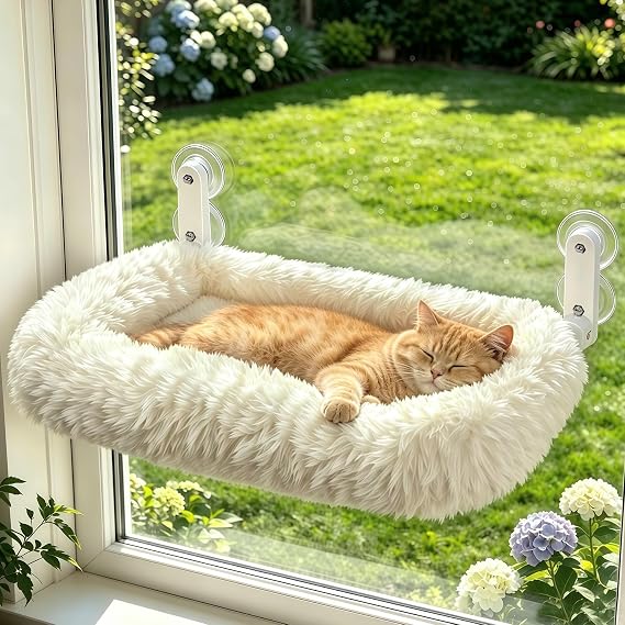 Zoratoo Foldable Cat Window Perch, Widened Cushion Cat Bed for Large Cats