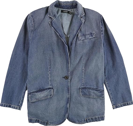 Ralph Lauren Womens Denim One Button Blazer Jacket