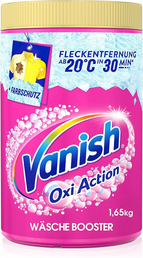 Vanish Oxi Action Powder Pink - 1 x 1.65 kg - Stain Remover and Laundry Booster Powder without Chlorine - For Colourful Laundry