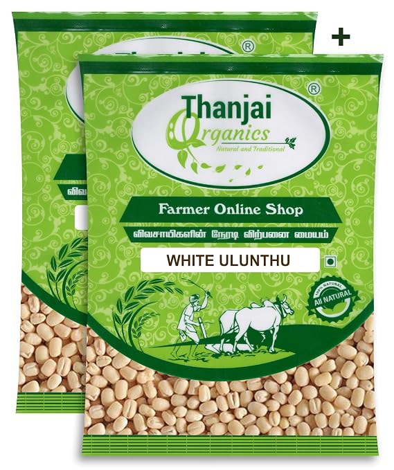 Thanjai Organics Urad Dal | White Uluntu (Matpe Beans Skinless) 4lbs (2lbs X 2) | Natural, Gluten Friendly, Non-GMO,Vegan | Premium Indian Lentils for Healthy Cooking (Pack of 2)