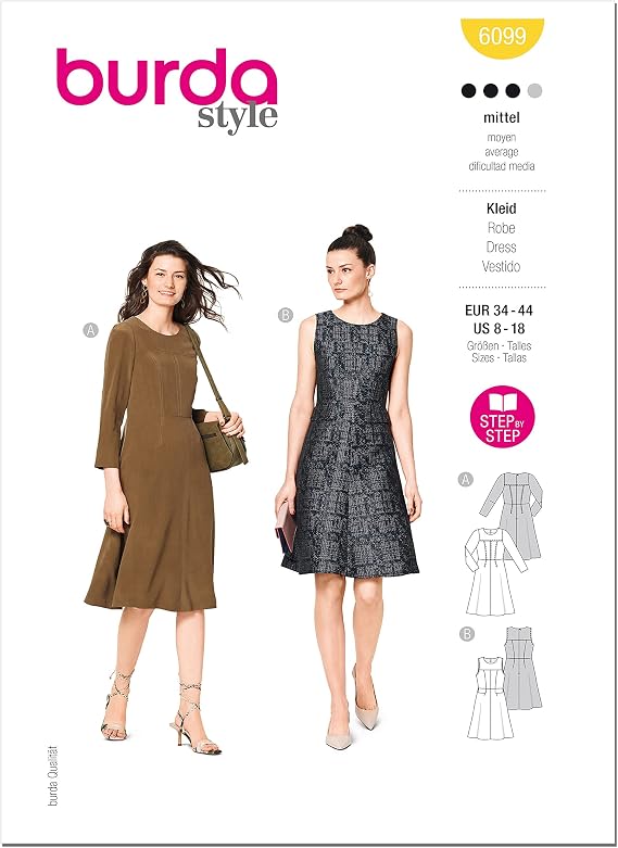 Misses' Long Sleeve Dress and Sleeveless Dress Sewing Pattern Kit, Code 6099