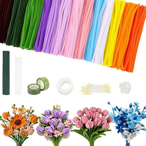 Pipe Cleaners for Craft Flowers 800 PCS, Chenille Stems Flower Craft Kit