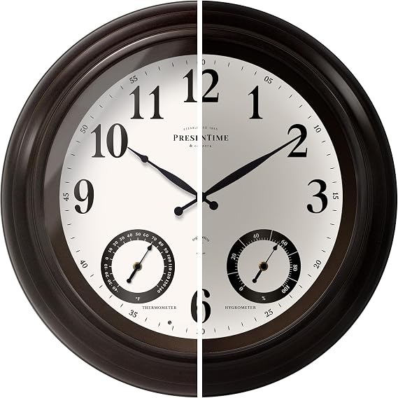 Presentime 24 inch Large Illuminated Waterproof Outdoor Clock