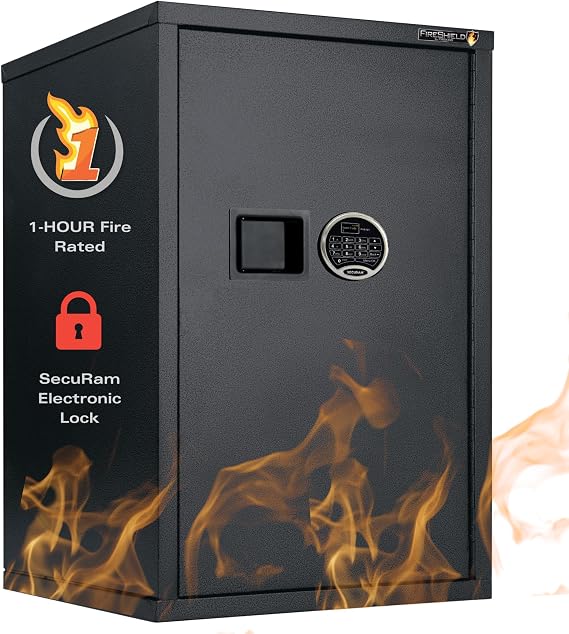 FireKing FireShield Fire Rated Storage Cabinet, Electronic Lock, Black