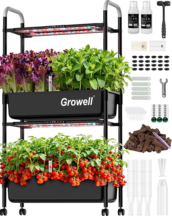 Growell 54 Pods Hydroponics Growing System Kit with Independent Water Pump