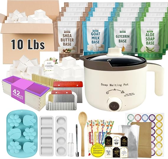 LFISGNN Soap Making Kit with 4 Flavored 10 lbs Soap Base in Bulk