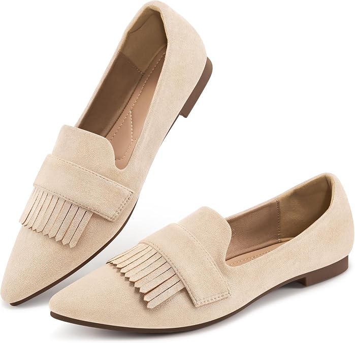 Reimferce Women Flats Dressy Shoes : Comfortable Casual Work Flats for Women - Ladies Slip On Walking Shoes for Wedding