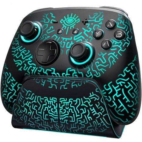 PALPOW Switch 2 Pro Controller mit Ladestation für Switch 1/2/OLEDKabellos Controller Switch Hall EffectBluetooth Gamepad mit Einknopf-Aufweckung/RGB/Turbo/Ergonomisch/Vibration/Bewegungsaufnehmer