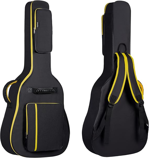 600D Waterproof Acoustic Guitar Gig Bag, 0.35" Padded 40/41/42" Case | Fits 12 String & Dreadnought Guitars | 3 Storage Pockets | Neck Fixed Strap | Adjustable Shoulder Straps for Travel & Lessons