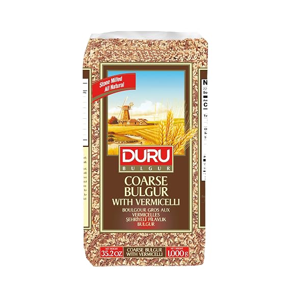 Duru Coarse Bulgur With Vermicelli, 35.2oz (1000g), Wheat Berries, 100% Natural and Certificated, High Fiber and Protein, Non-GMO, Great for Vegan Recipes, Better than Rice