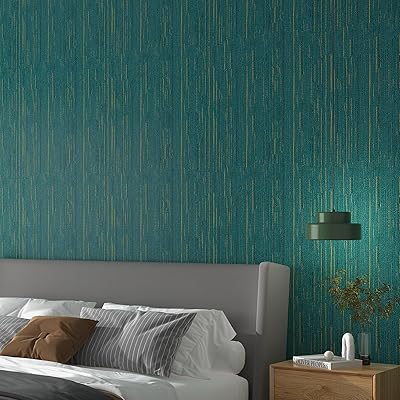 Decotalk Grasscloth Peel and Stick Wallpaper Teal Grasscloth Vinyl Textured 17.7x120 Inch Grass Cloth Wall Paper for Wall Grass Cloth Fabric Wallpaper Teal Green Seaglass Contact Paper for Cabinets