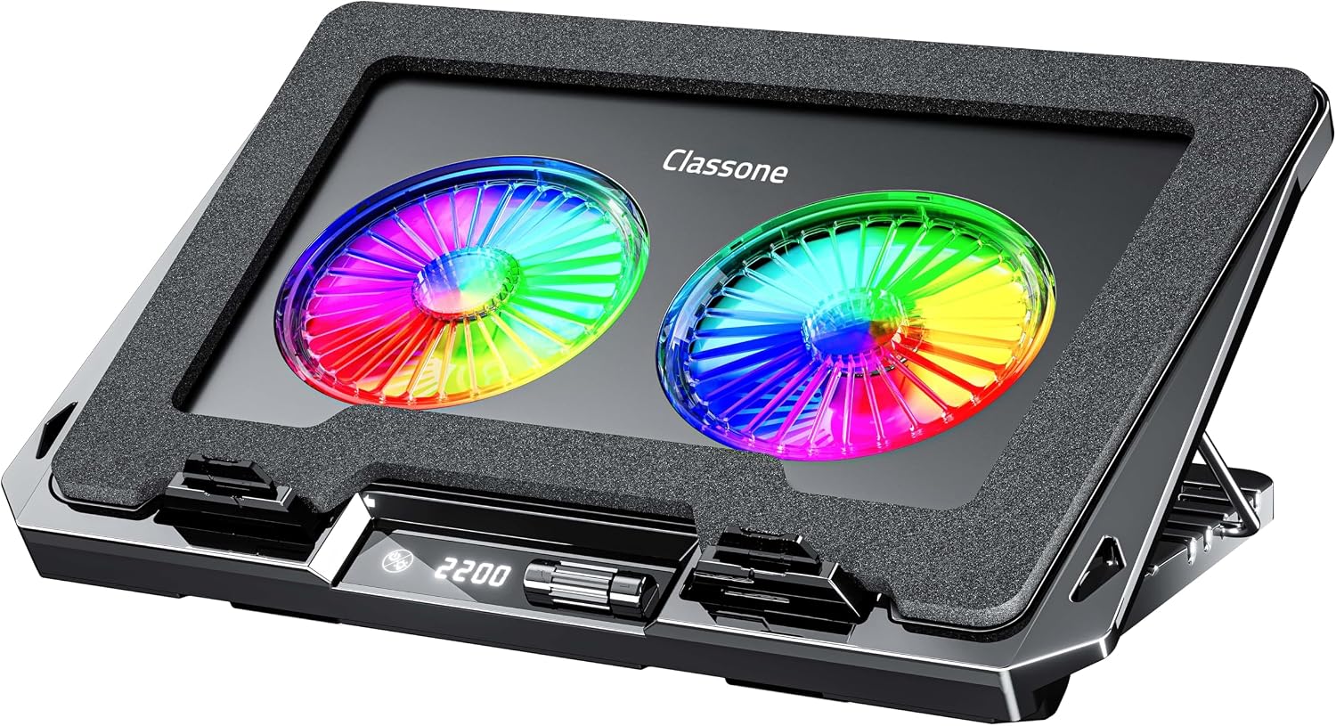 Classone GT102 Gaming Laptop Cooler, 2200rpm, Rgb Illuminated, Led Display, Notebook Cooler Stand