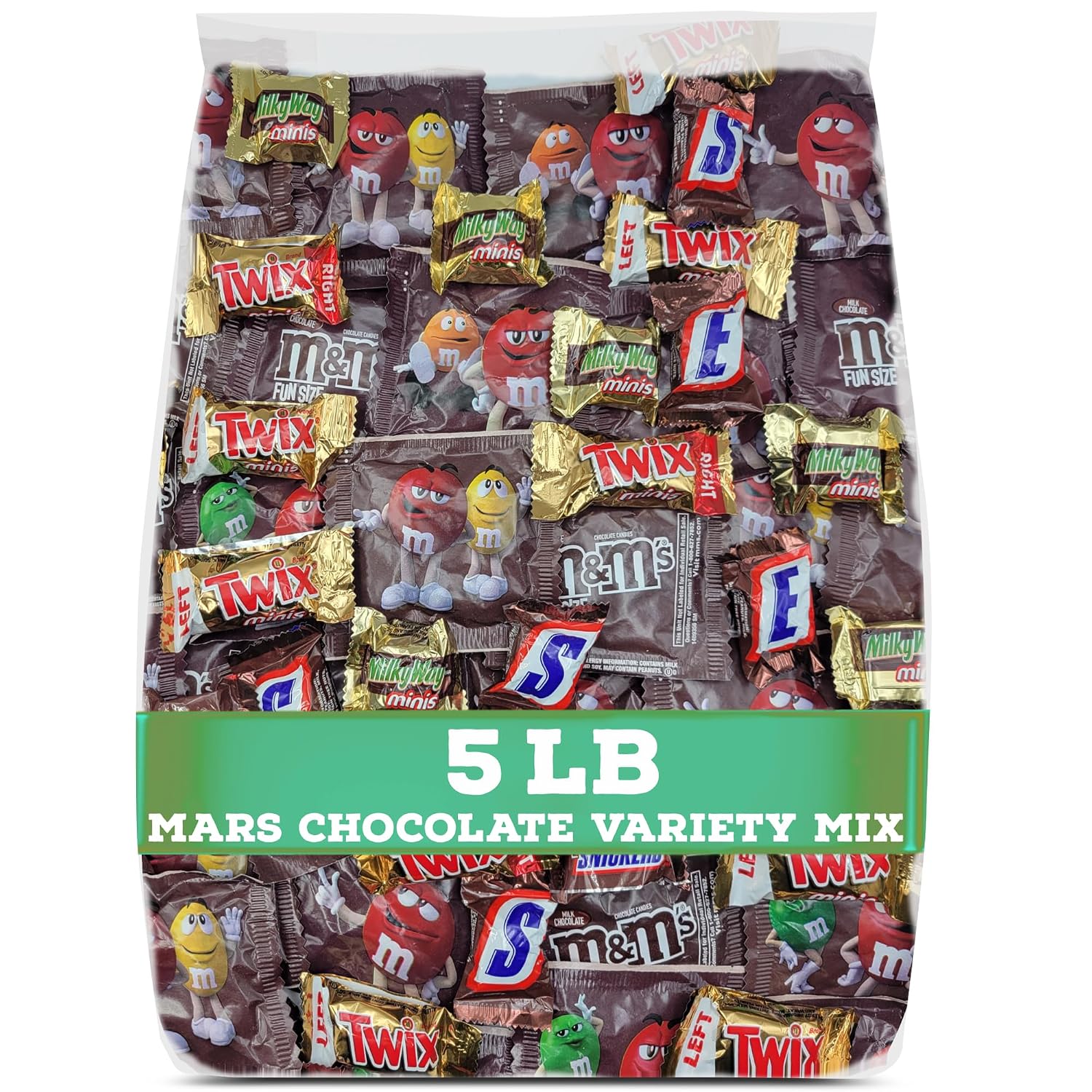 SNICKERS, M&MS, TWIX, 3 MUSKETEERS & MILKY WAY, Mars Chocolate Variety Mix - 5 Pound Pack of 1