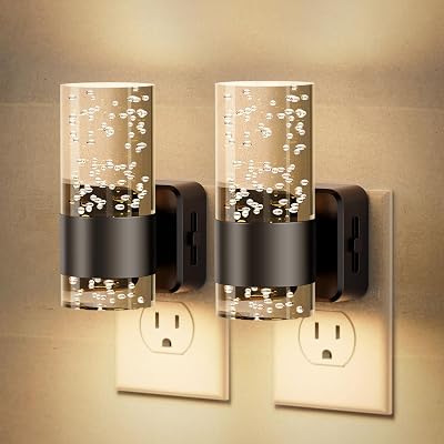 JandCase Night Light, Night Lights Plug into Wall,2 Pack 3000K LED Nightlight with 0-100LM Adjustable Brightness, Automatic Night Light Plug in with Light Sensor for Bathroom Hallway Christmas Gifts