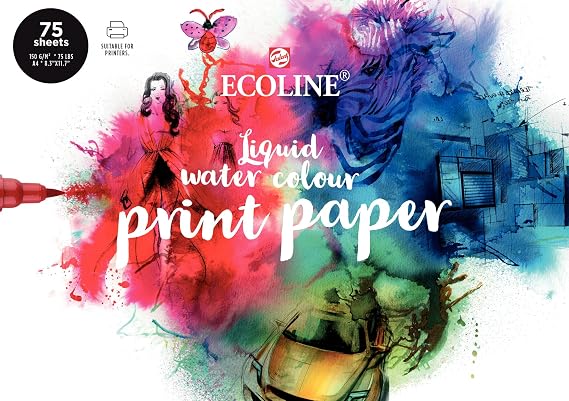 Ecoline Paper - Watercolour Printer Paper A4 21 x 29.7 cm 150 g/m2 75 Sheets - Ideal for Digital and Liquid Artworks