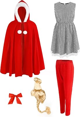 Christmas Costume Adult Women Cute Dress Plaid Costumes Mrs Santa Xmas Cosplay Halloween Outfit Party Suit