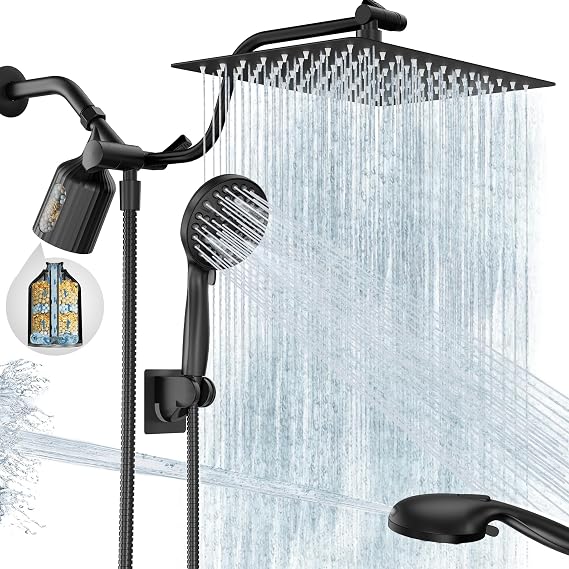 Filtered Shower Head with Handheld, 11.8" Rain Shower Head, High Pressure