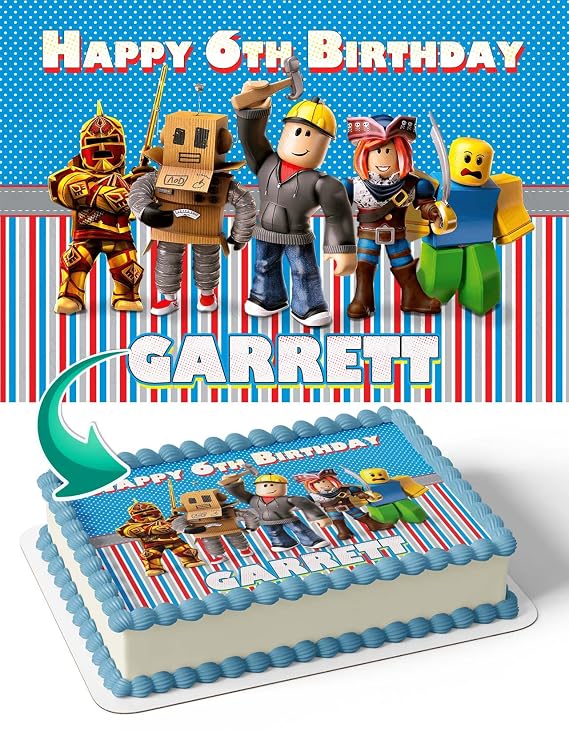 Cakecery Battle Robox Kids Gamers Edible Cake Image Topper Personalized Birthday Cake Banner 1/4 Sheet