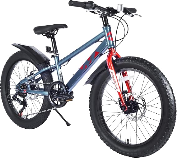 Fat Tire Mountain Bike 20-Inch Bicycle with 3-Inch Wide Knobby Tires,High Carbon Steel Frame, 7 Speed Shifting Syetem&Dual-Disc Brake Fat Tire Bike/Beach and Snow Bicycle
