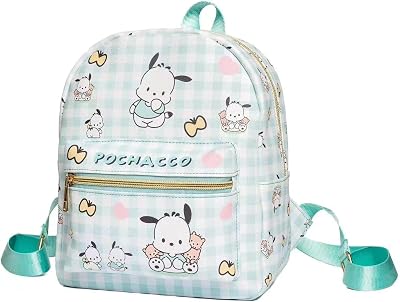 Roffatide Anime Pochacco Backpack Mini Cute Cartoon Daily Travel Bag All Over Printed Checkered Daypack Travel Hiking Backpack Green, LYB14005
