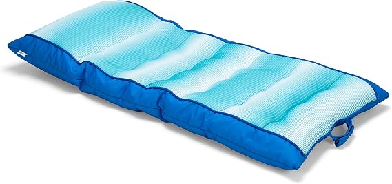 Big Joe Kona No Inflation Needed Pool Lounger with Headrest, Fade Aqua Double Sided Mesh, Quick Draining Fabric, 5.5 feet Big