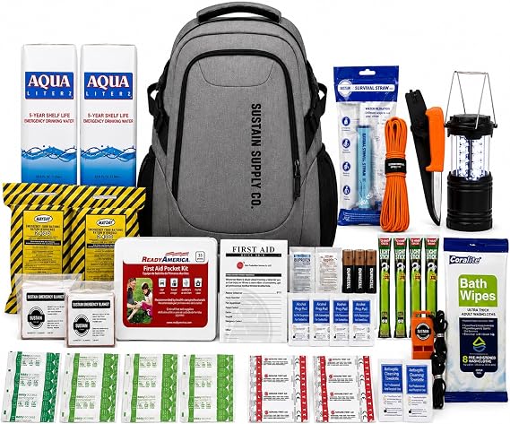 Ready America 70490 2Person 3Day Premium Sustain Supply, Emergency Backpack