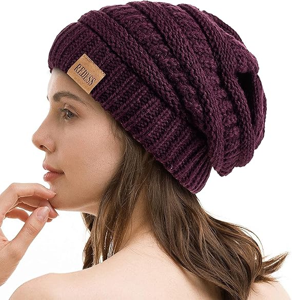 REDESS Slouchy Beanie Hat for Men and Women Winter Warm Chunky Soft Oversized Cable Knit Cap
