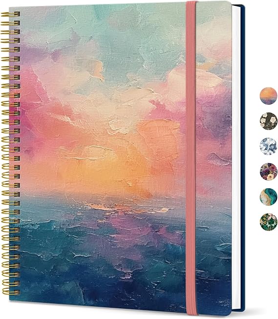 Taja Large Spiral Lined Journal for Women and Men, Notebook for Work