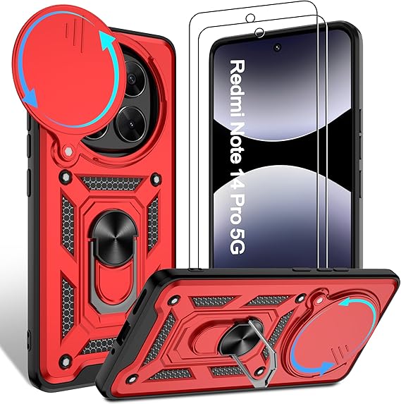 Jshru 3-in-1 for Redmi Note 14 Pro 5G Case,Full Lens Protective Cover