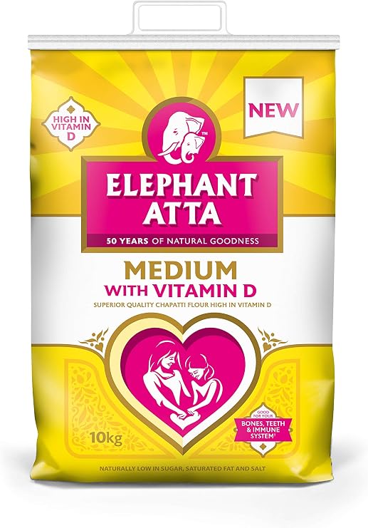 Elephant Atta Medium Atta Flour with Vitamin D | Atta | Vitamin D | Chapatti Flour | (10kg)