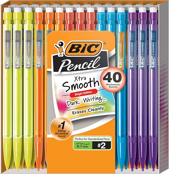 BIC Mechanical Pencil Xtra Smooth Bright Edition, Black, 0.7mm, MPCE40-BLK (Pack of 16, 640 Count Total)