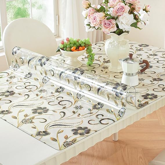 LovePads Floral Table Cover Protector 24 x 36 Inch, 1.5mm Thick Desk Mat | Waterproof Vinyl Tablecloth, Anti-Scratch & Wear-Resistant Surface, Wipe Clean Table Mat for Kitchen, dresser & Coffee Table