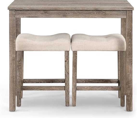 Sora Wood 3-Piece Counter Height Dining Set, Taupe