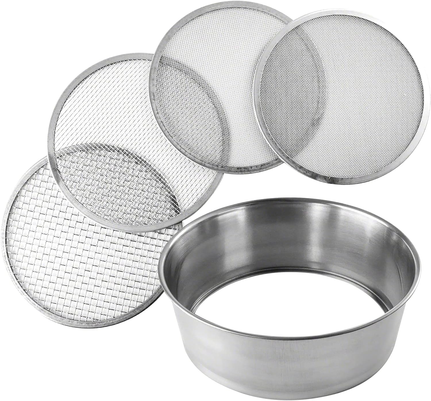 Wazakura 4PCS Soil Sieve Set 8-14 inch 210mm, 4 Sieve Mesh Filter in 0.713mm Size, Japanese Bonsai Gardening Tool