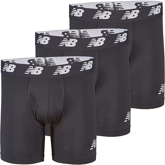 New Balance Men's No Fly Mesh Jersey Boxer Brief Breathable Lightweight Moisture Wicking Underwear (3 Pack) Boxer Briefs