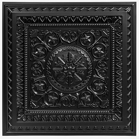 Art3d 12-Pack PVC Drop Ceiling Tiles, Plastic Sheet in Black, 2 x 2 ft