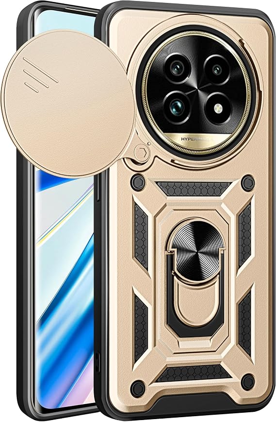 Compatible with Realme P2 Pro 5G Case Cover,Compatible with Realme 13 Pro 5G,with Slide Camera Lens Cover Compatible with Realme 13 Pro+ 5G RMX3920 RMX3921 Case Gold
