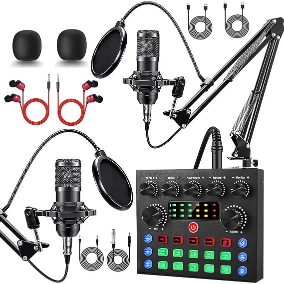Also GO Podcast Equipment Bundle for 2, V8s Sound Card with Voice Changer