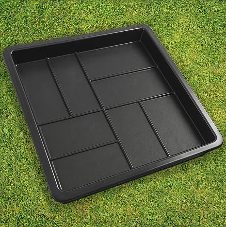 Plastic Molds Concrete Parchment Patio Paver Mold 1pc - Large Reusable Beautiful Pathmaker Precast Concrete Mold and Foam Sidewalk Tank Cleat