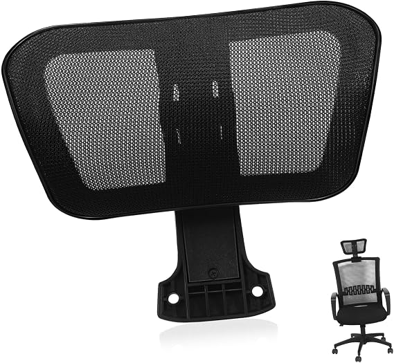 Office Chair Headrest Adjustable Black Cloth Universal Fit