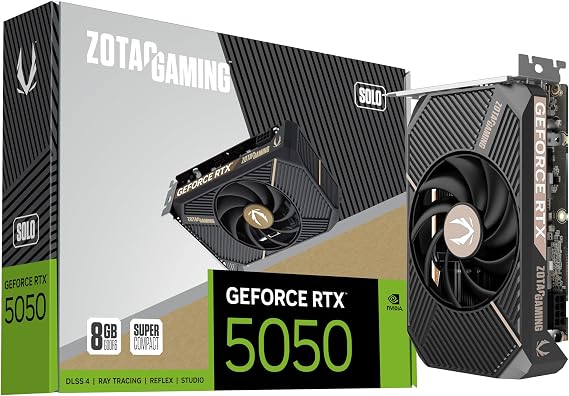ZOTAC Gaming GeForce RTX 5050 Solo DLSS 4 8GB GDDR6 128-bit 20Gbps PCIE 5.0 Gaming Graphics Card, Super Compact SFF Ready Card, ZT-B50500G-10L