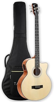 TARIO 5 String Electric Acoustic Bass Spruce Top Mahogany Neck Mahogany Back and Sides  with a Gig Bag