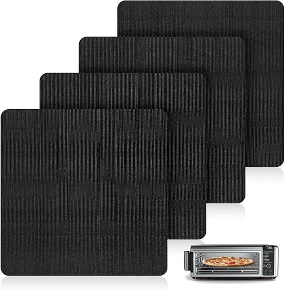 AIEVE Air Fryer Liners, 4 Packs Teflon Oven Liners for Bottom of Oven Compatible with Ninja Foodi SP101 SP201 SP301 SP351, Reusable Non-stick Air Fryer Baking Mat Sheets (12"x12")