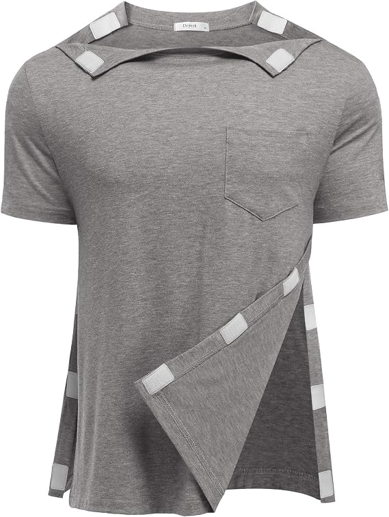 Deyeek Shoulder Surgery Shirt for Men Post Recovery Adaptive Tear Away Top