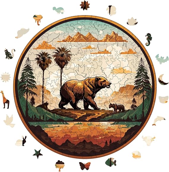 Ahşap Puzzle Yetişkin - Koca Ayı - 252 Parça, 29 x 29 cm - Yapıştırıcı Folyo Dahil - Benzersiz Şekilli Parçalar & Özel Figürler - A1-01
